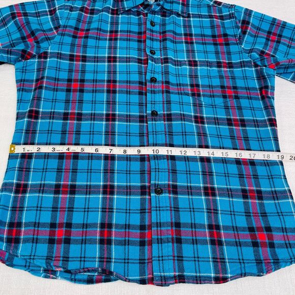 Vintage 90s Plaid Flannel Shirt Mens Small Womens Medium Plaid Flannel Blue Red - Picture 12 of 16